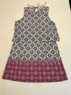 NWOT XL Hatley Roberta Double Layer Sleeveless Popover Dress ‘Mandala Flowers’